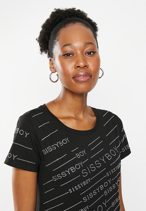 SISSY BOY - Mekar: regular fit top with short sleeves - black
