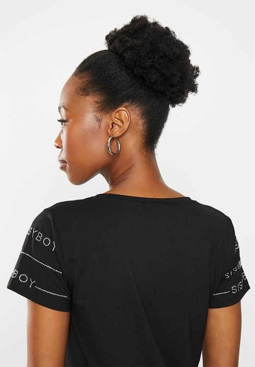 SISSY BOY - Mekar: regular fit top with short sleeves - black