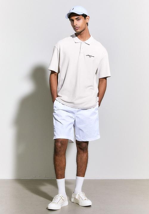 H&M - Relaxed fit polo shirt - light beige & black