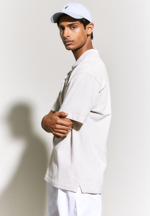 H&M - Relaxed fit polo shirt - light beige & black