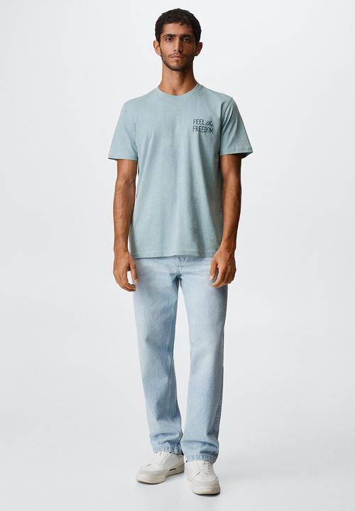 MANGO - T-shirt freedom - blue 
