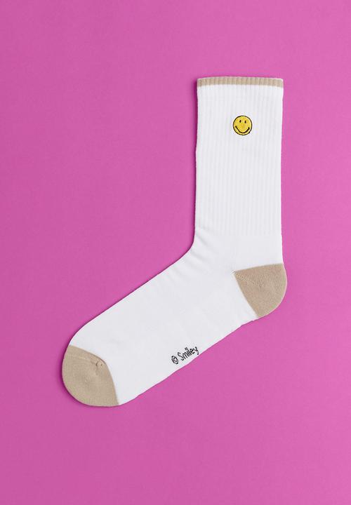 H&M - Embroidery-motif socks - white/smiley®