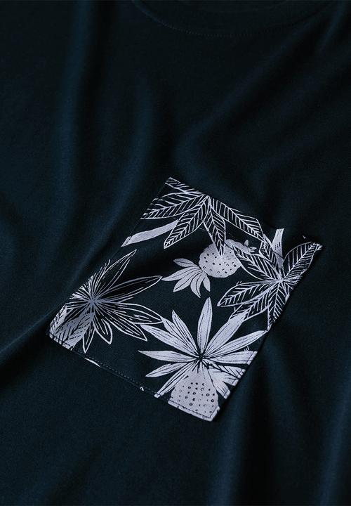MANGO - T-shirt leafpo - navy 