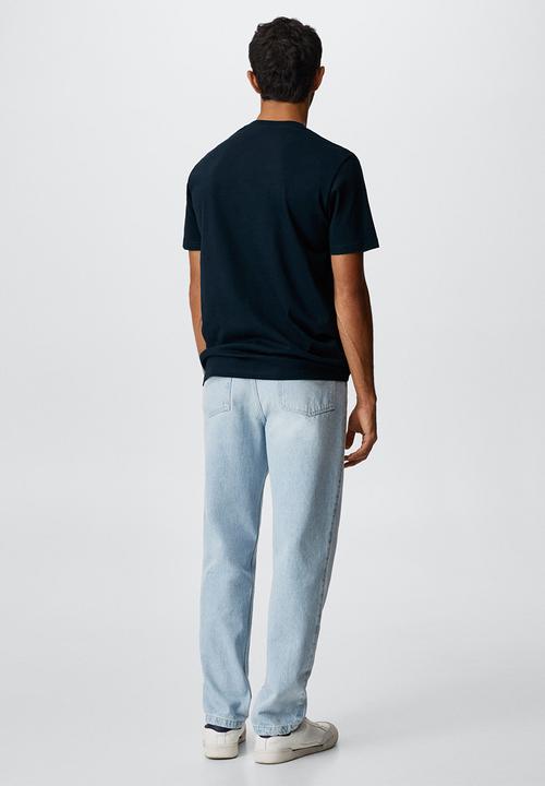 MANGO - T-shirt leafpo - navy 