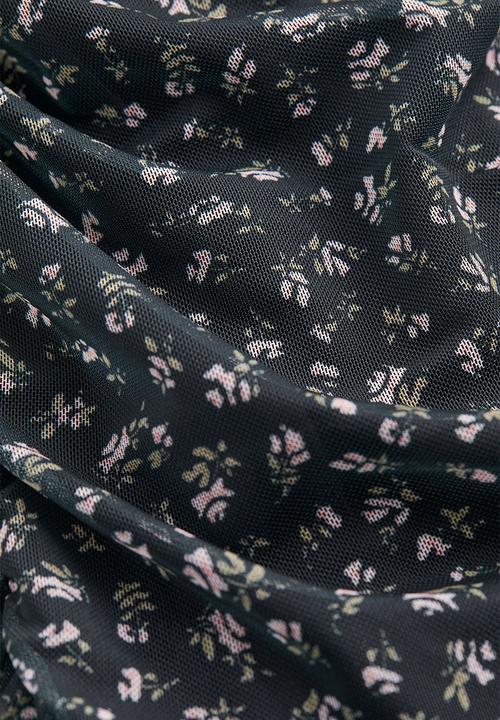 H&M - Draped dress - black/small flowers