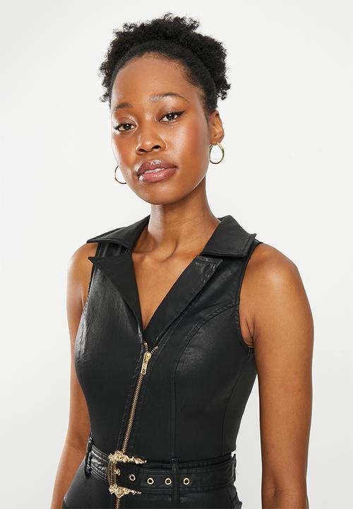 SISSY BOY - Biker chic: biker jumpsuit with front zip - black