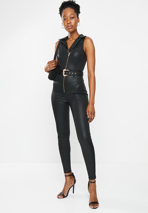 SISSY BOY - Biker chic: biker jumpsuit with front zip - black