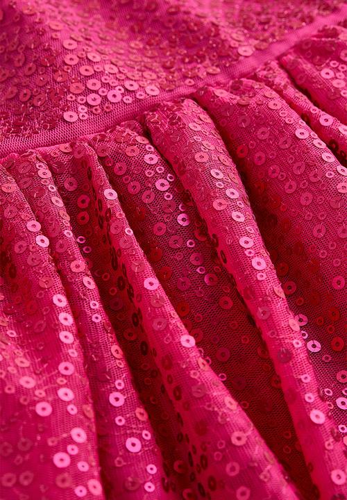 H&M - Sequined tulle dress - cerise