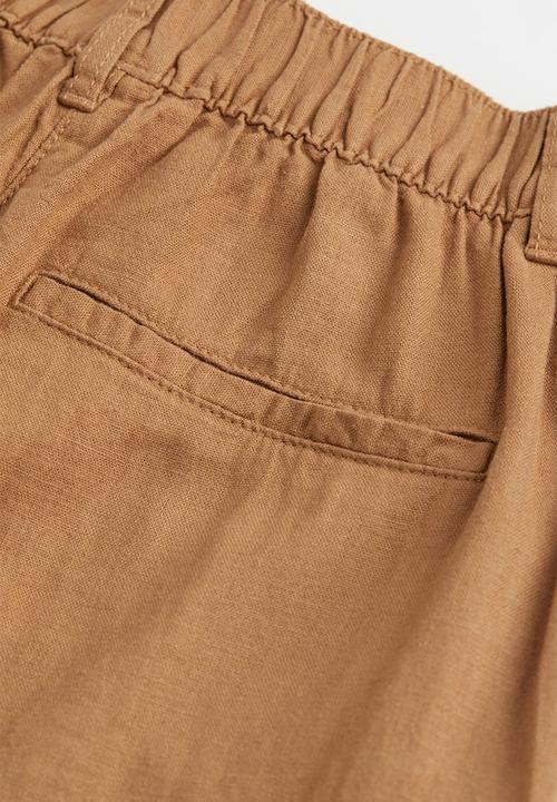 H&M - Straight linen-blend trousers - dark beige
