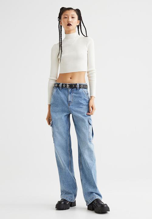 H&M - Ribbed turtleneck top - cream