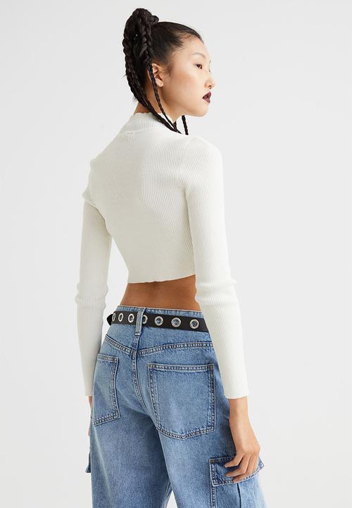 H&M - Ribbed turtleneck top - cream