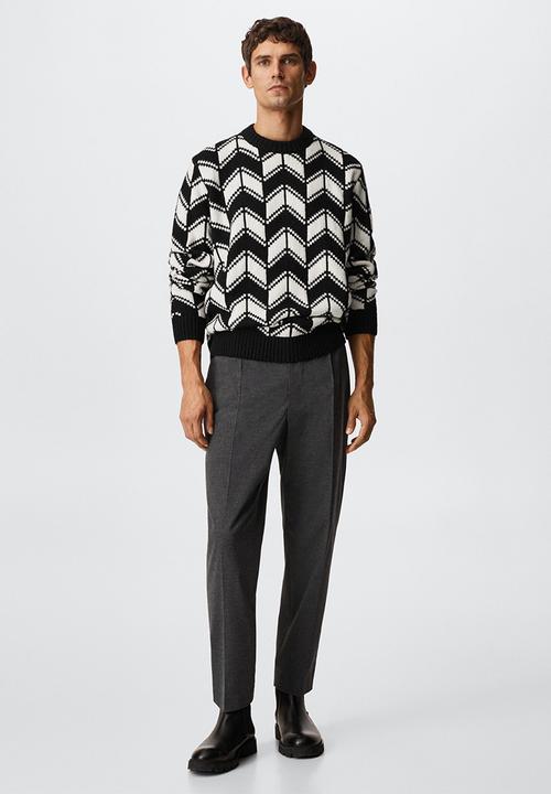MANGO - Sweater omega - black/white