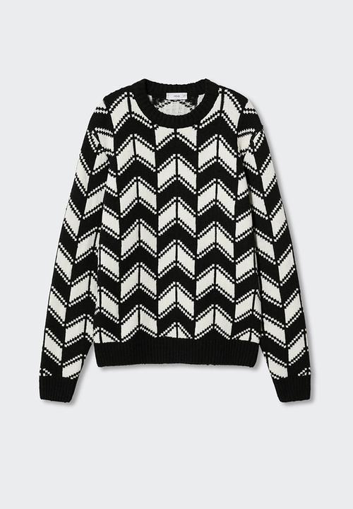 MANGO - Sweater omega - black/white