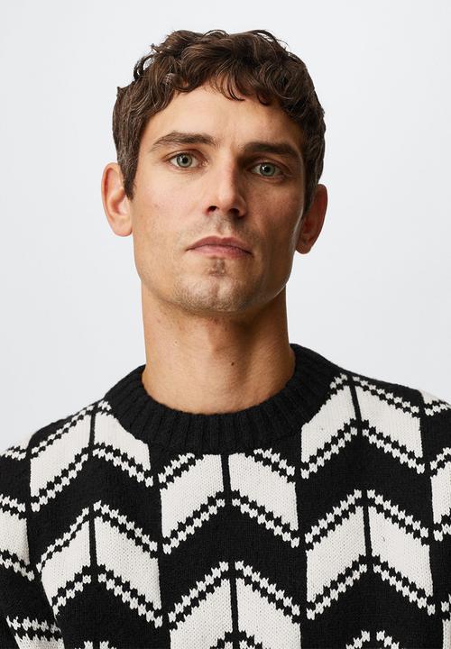 MANGO - Sweater omega - black/white