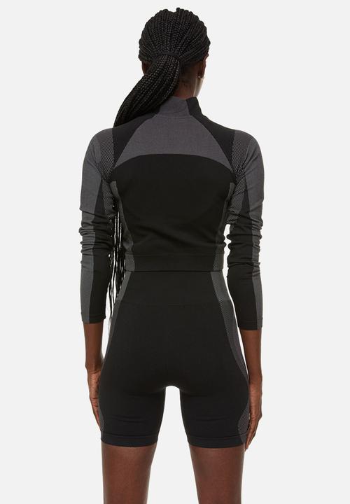 H&M - Seamless sports top in drymove™ - black & grey