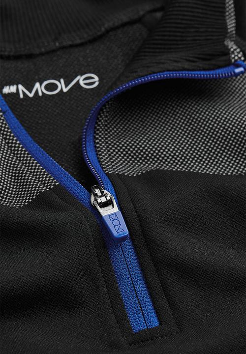 H&M - Seamless sports top in drymove™ - black & grey