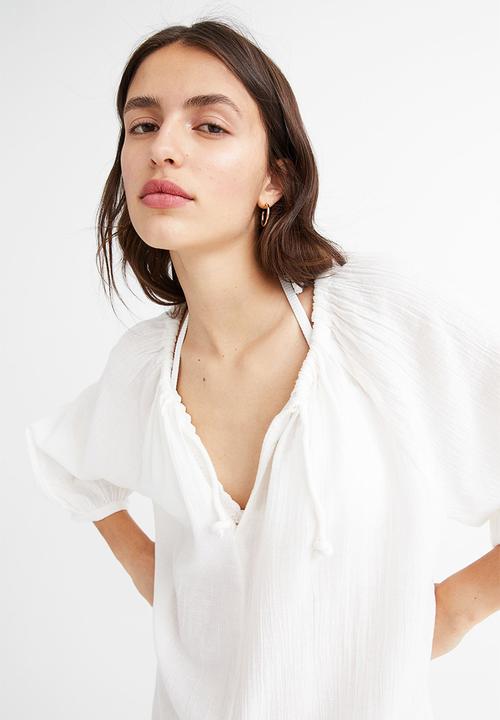H&M - Balloon-sleeved dress - white