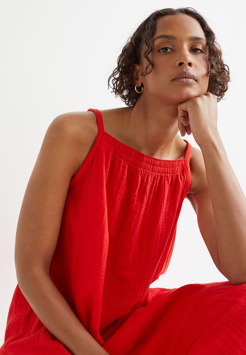 H&M - Double-weave cotton dress - red