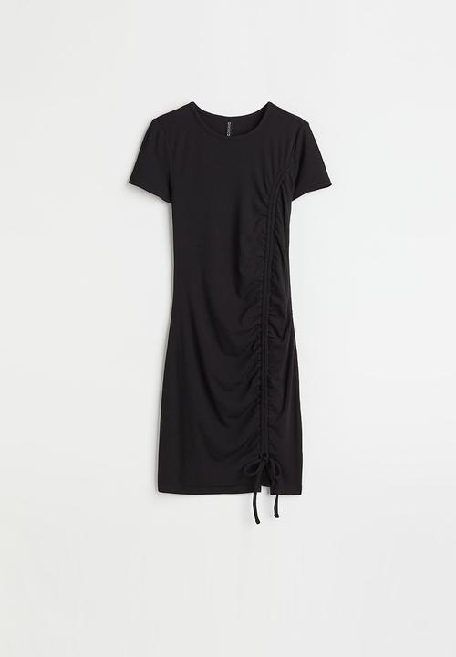 H&M - Fitted drawstring-detail dress - black