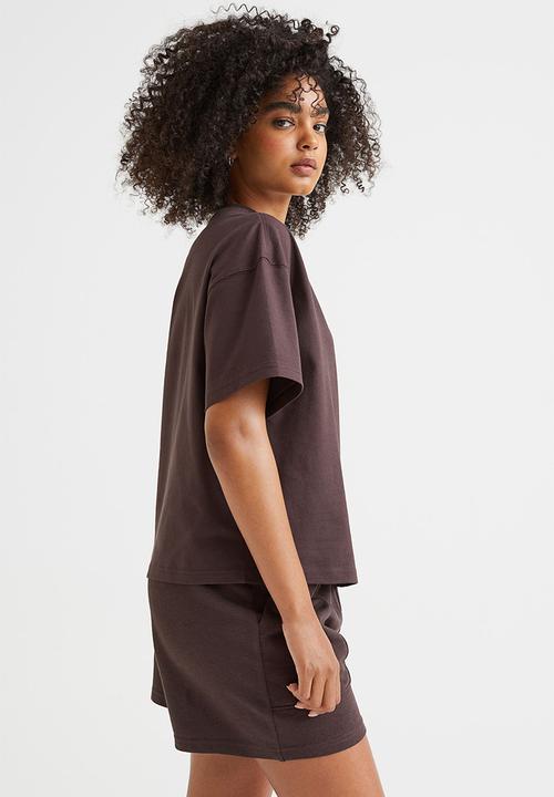 H&M - Boxy T-shirt - dark brown