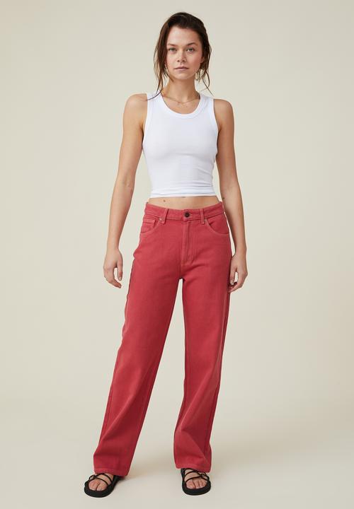 Cotton On - Loose straight jean - rust red 