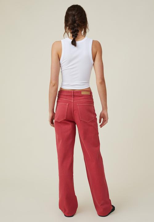 Cotton On - Loose straight jean - rust red 