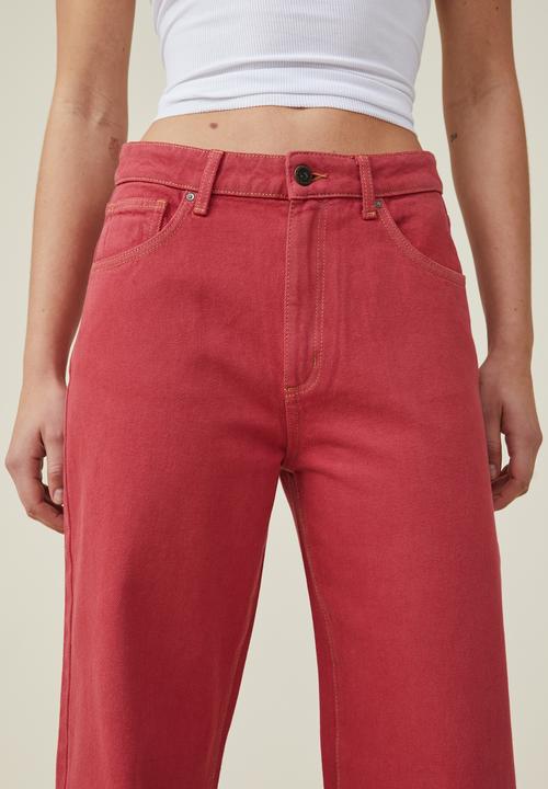 Cotton On - Loose straight jean - rust red 