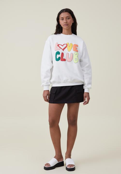 Cotton On - Classic graphic crew sweatshirt - love club/off white