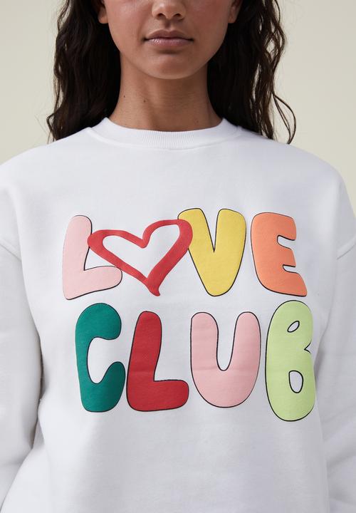 Cotton On - Classic graphic crew sweatshirt - love club/off white