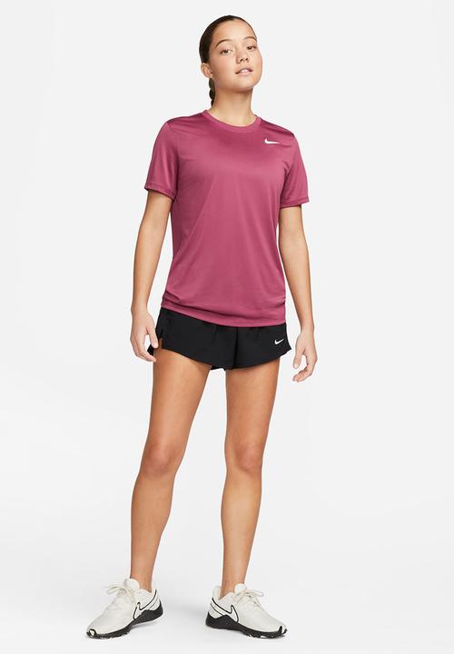 Nike - W nike dri-fit tee rlgd lbr - rosewood & white