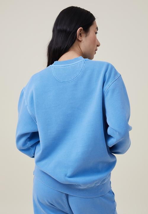Cotton On - Classic washed crew sweatshirt - washed fuzzy blue 