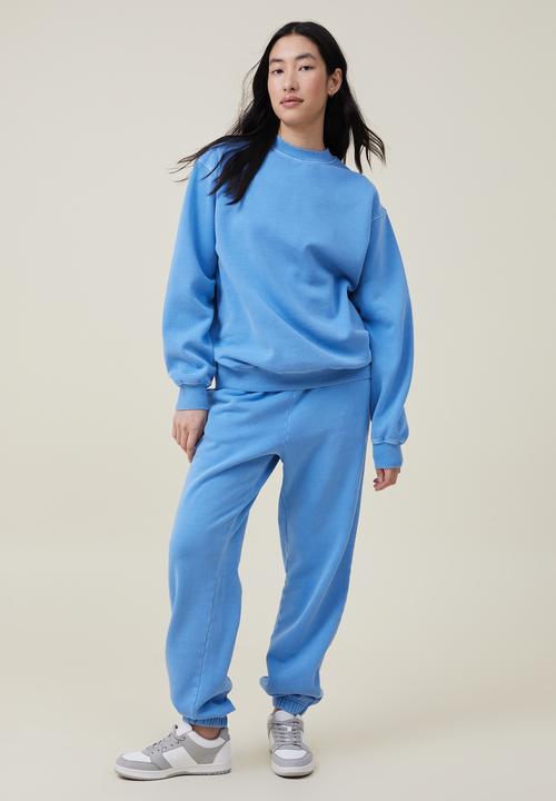 Cotton On - Classic washed crew sweatshirt - washed fuzzy blue 