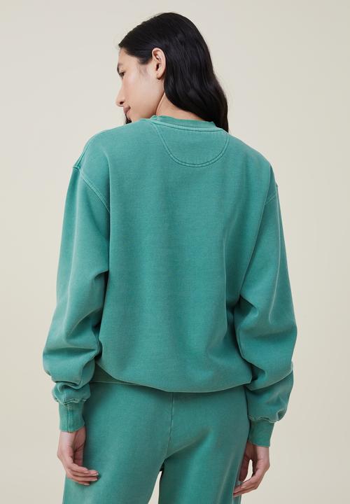 Cotton On - Classic washed crew sweatshirt - washed jade 