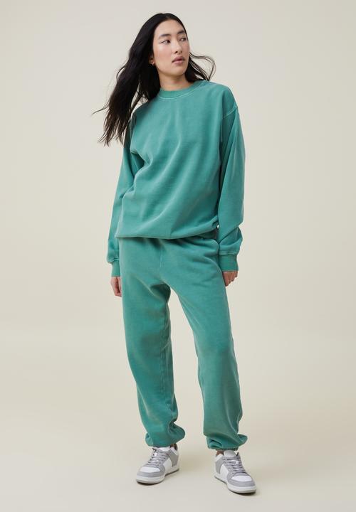 Cotton On - Classic washed crew sweatshirt - washed jade 