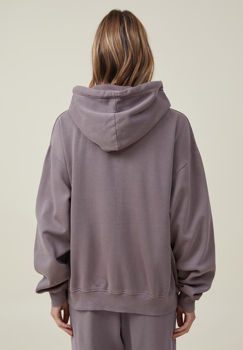 Cotton On - Classic washed zip-through hoodie - washed mocha 