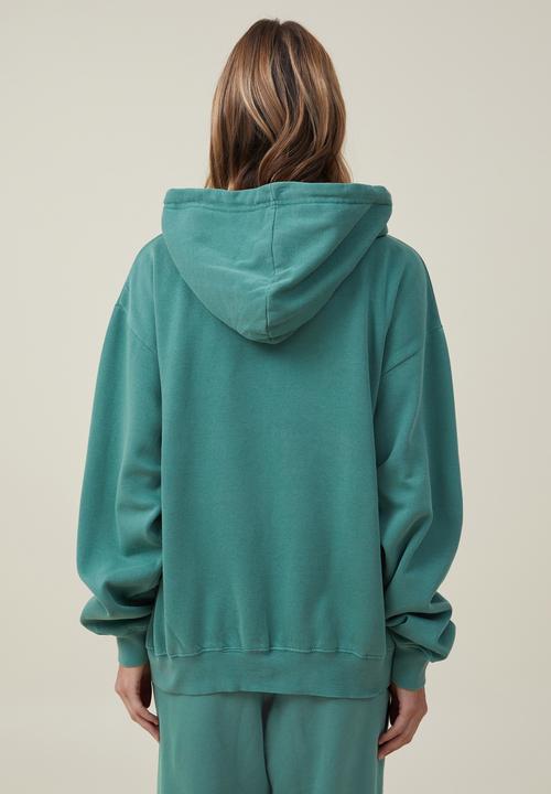 Cotton On - Classic washed zip-through hoodie - washed jade 
