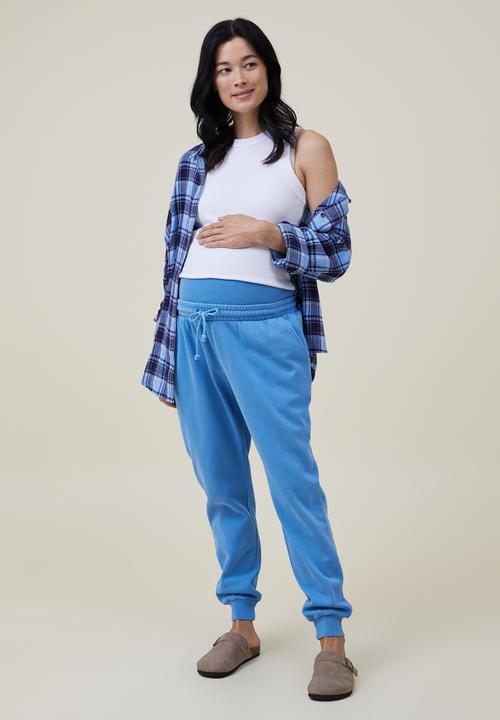 Cotton On - Maternity classic washed trackpant - washed fuzzy blue 