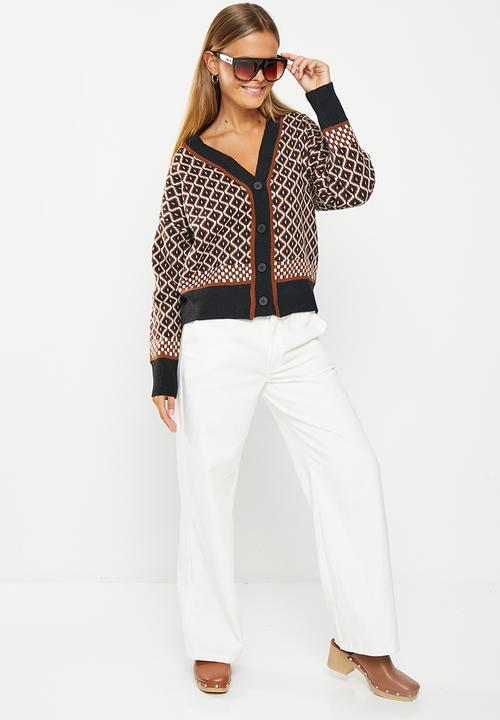 dailyfriday - Longline cardi - black geo print