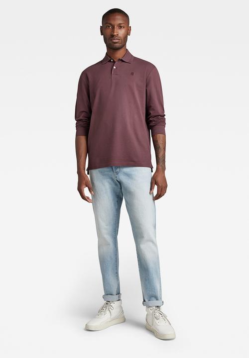 G-STAR - Dunda core polo long sleeve - vineyard wine
