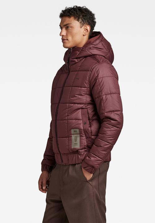 G-STAR - Meefic squared quilted hooded jacket - vineyard wine