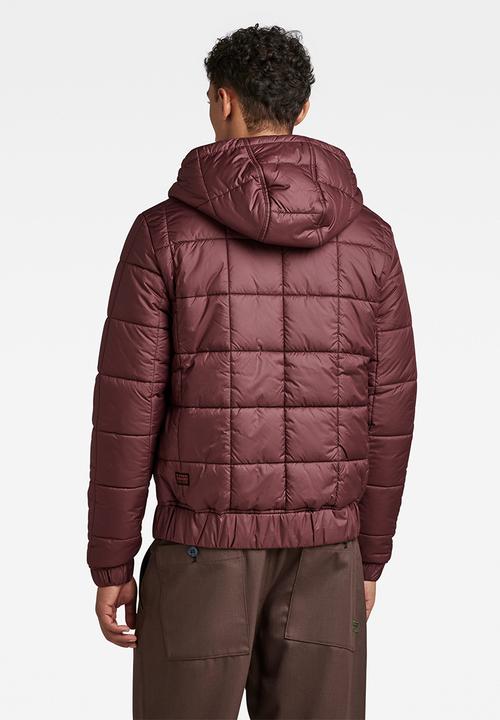 G-STAR - Meefic squared quilted hooded jacket - vineyard wine