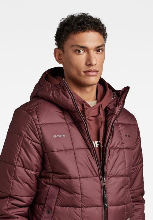 G-STAR - Meefic squared quilted hooded jacket - vineyard wine