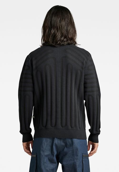 G-STAR - 3D line loose half zip knit - caviar/cloack