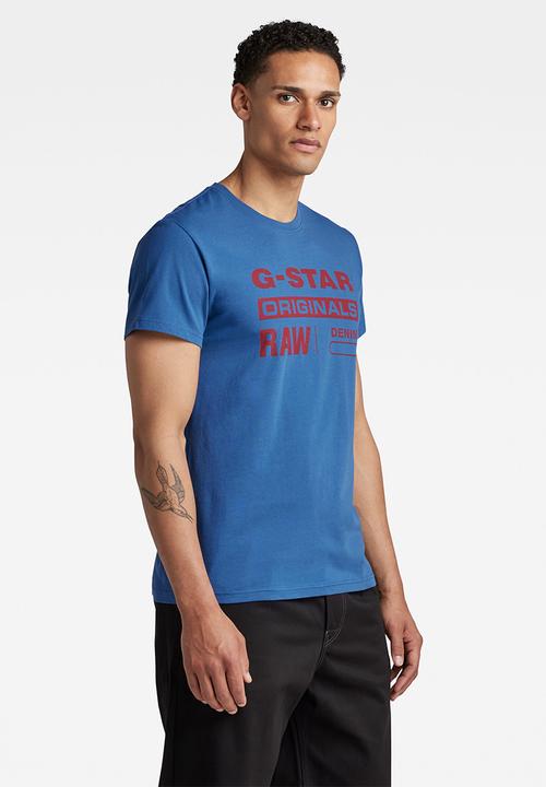G-STAR - Originals label r T-shirt - retro blue