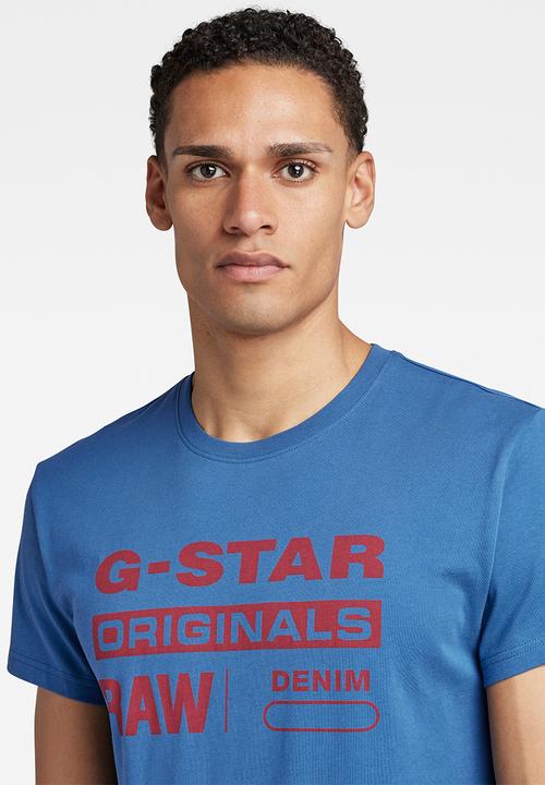 G-STAR - Originals label r T-shirt - retro blue