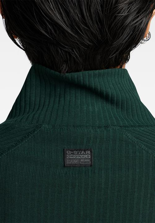 G-STAR - Rib long sleeve mock slim - laub