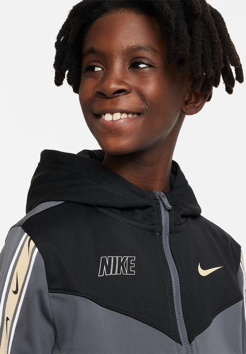 Nike - B nsw repeat sw pk fz hoodie - iron grey/black/sesame