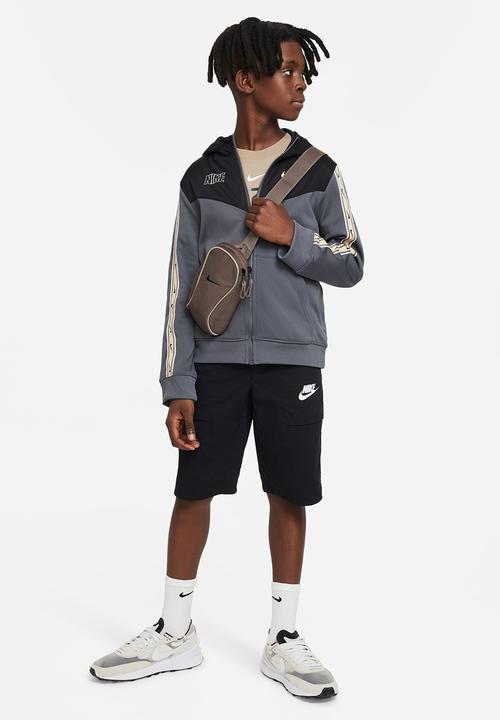 Nike - B nsw repeat sw pk fz hoodie - iron grey/black/sesame