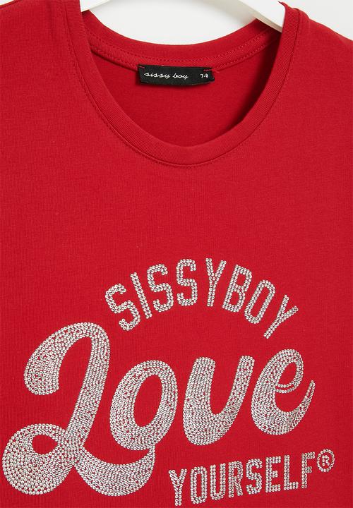 SISSY BOY - Heart throb: regular fit top with short sleeves - red