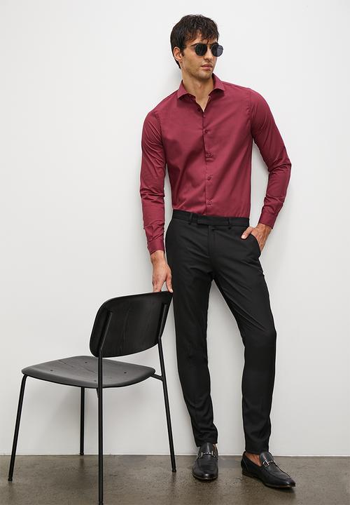 Superbalist - Easy care slim fit shirt - burgundy